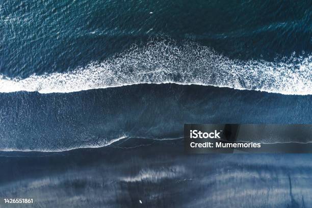 Moody Atlantic Ocean Wave On Black Sand Beach In Summer At Iceland Stock Photo - Download Image Now