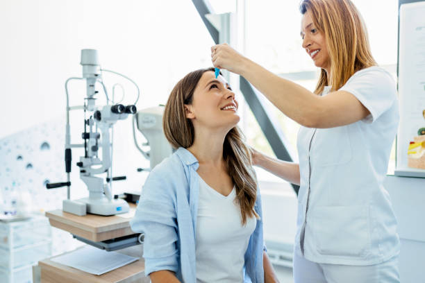 istock Eyesight exam in clinic 1426552530