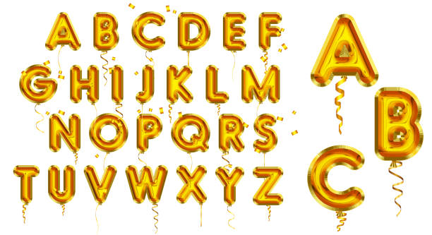 ilustraciones, imágenes clip art, dibujos animados e iconos de stock de conjunto de globo dorado de alfabeto realista aislado. vector eps - air alphabet alphabetical order backgrounds