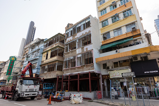 Hong Kong - September 23, 2022 : Urban renewal site in Hau Wong Road, Kowloon City, Hong Kong.