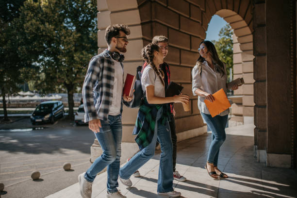istock Students in front of the college building 1426559009