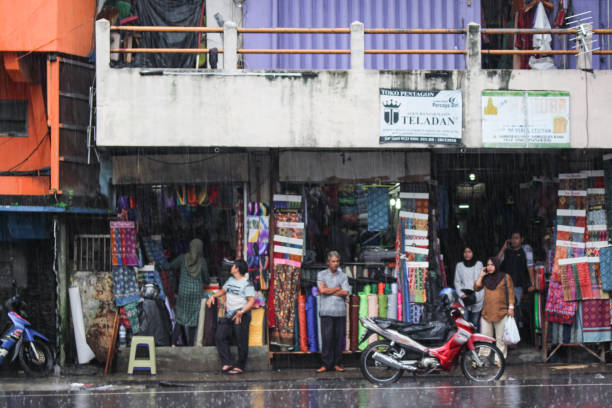 rainy atmosphere on the shopping street