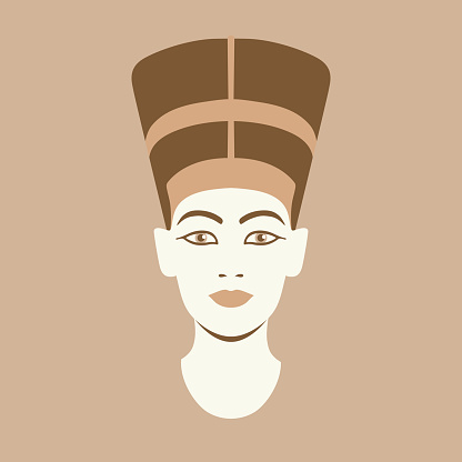 Nefertiti queen of Egypt portrait vector flat style image. History and civilization related concept illustration