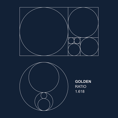 Golden ratio template for design projects vector editable flat style image. Classic art and harmony related concept illustration