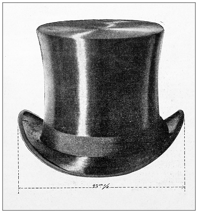 Antique illustration: Evolution of the Top Hat, Hat of the President of France