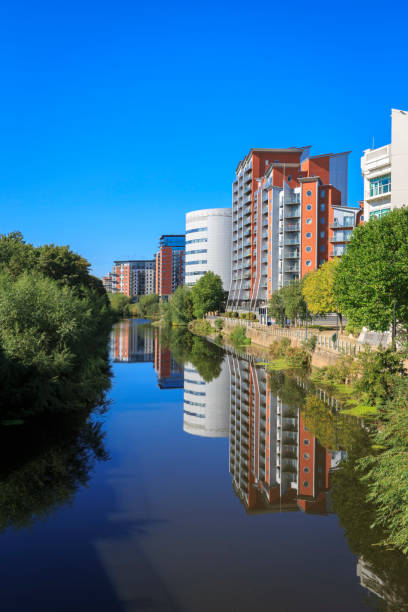 Riverside apartments in Leeds city centre stock photo