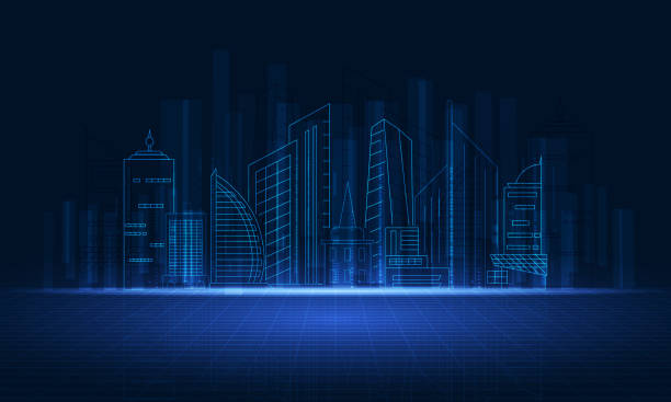 istock Digital city abstract technology with dark blue.Building futuristic illustrator. 1426575518
