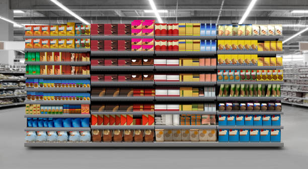 Biscuits box on shelf at supermarket
