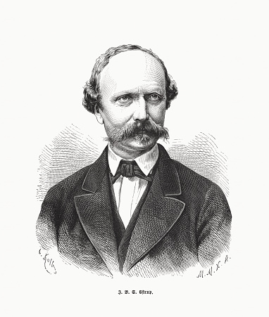 Jacob Brønnum Scavenius Estrup 덴마크 정치인 목판화 1885년 출판 새긴 이미지에 대한 스톡 벡터 아트