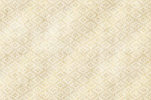 istock Gold and white Takeda-bishi (diamond-shaped pattern). Traditional Japanese pattern. Washi-like texture. Elegant and gorgeous. Geometric pattern tiles 1426605744