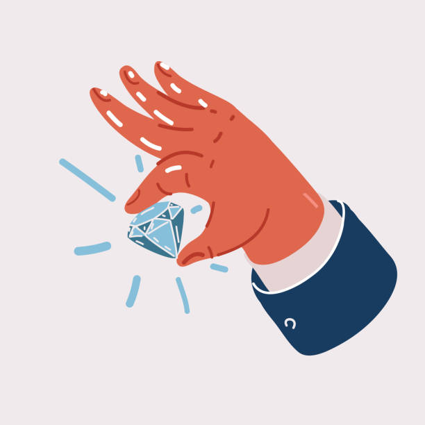 istock Vector illustration of diamond gem in hand, luxury crystal or brilliant 1426609472