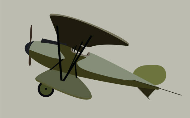 ilustraciones, imágenes clip art, dibujos animados e iconos de stock de vector de aviones militares antiguos aislado - segunda guerra mundial