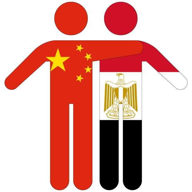 ilustrações, clipart, desenhos animados e ícones de china - egito : conceito de amizade - egyptian flag flag africa middle east