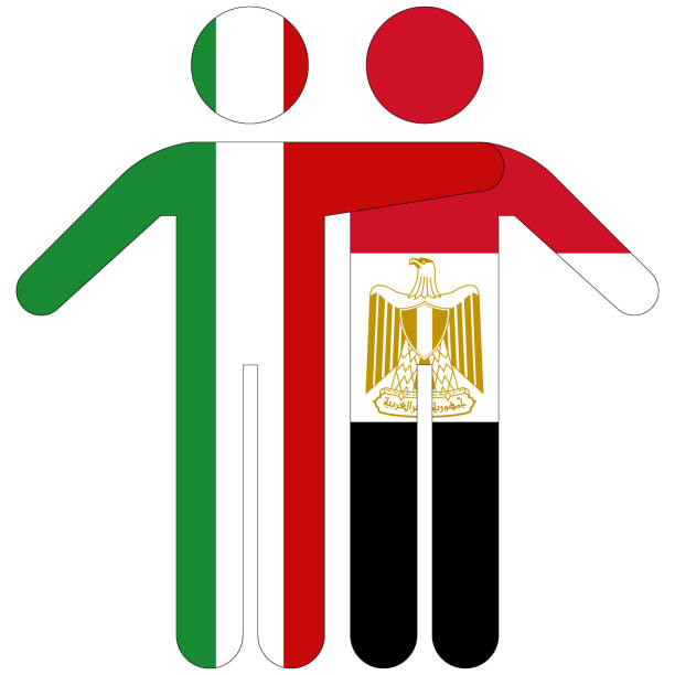 ilustrações, clipart, desenhos animados e ícones de itália - egito : conceito de amizade - egyptian flag flag africa middle east