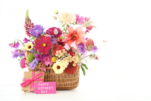 Wicker basket full of elderberry flowers.