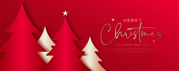 istock Christmas red background with xmas tree. Merry christmas greeting card. Modern luxury banner template design. Space for text. Suit for poster, invitation, card, cover, website, flyer. Vector illustration 1426612810