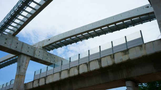 istock Installation of monorail train on its track elevated over road rapid railway transit system currently under construction 1426614525