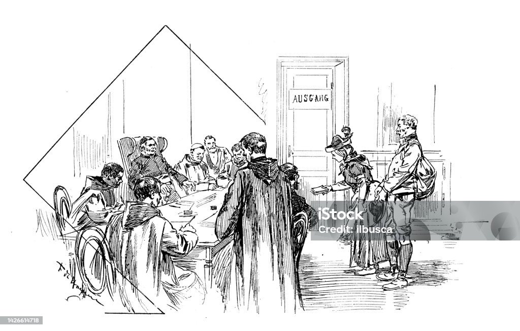 Kneipp Method Antique Illustration Kneipp Method Consultation Stock Illustration ...