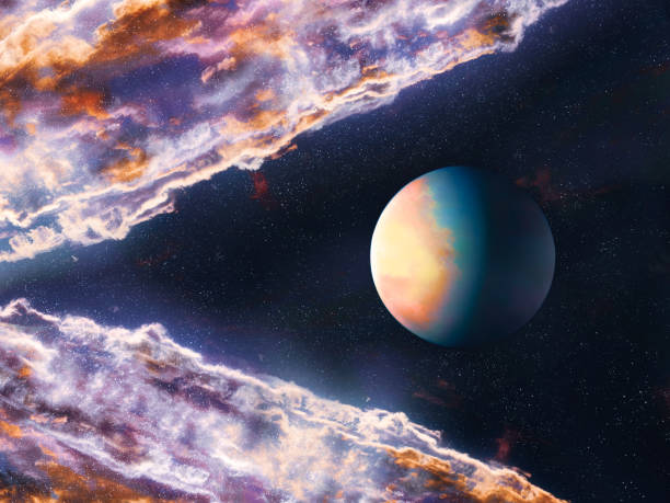 istock Alien planet in outer space. Cosmos with nebula and constellations. 1426616705