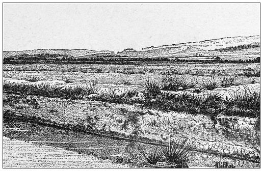 Antique illustration: Salty lands and waters in France, Craboules