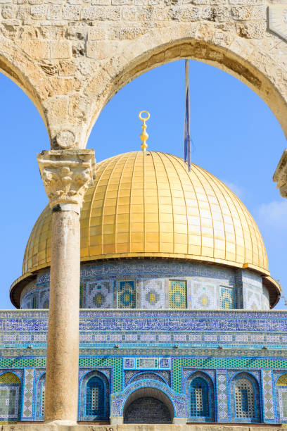 dome of the rock, jerusalem - jerusalem dome of the rock israel temple mound imagens e fotografias de stock