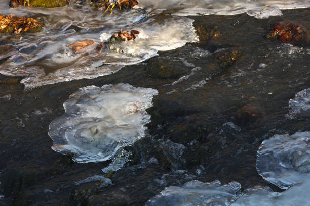 Frozen River water in a winter landscape