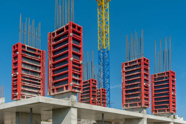istock Formwork panels and crane at industrial construction 1426629777