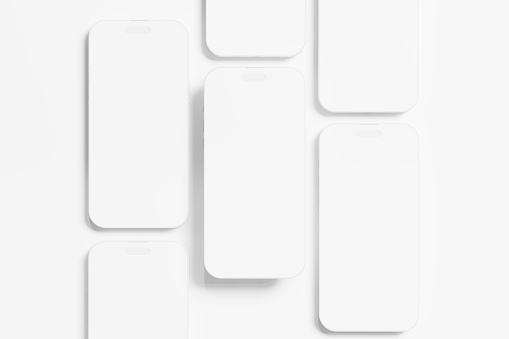 Iphone 14 Pro Max Clay 3D Rendering White Blank Mockup For Design Presentation