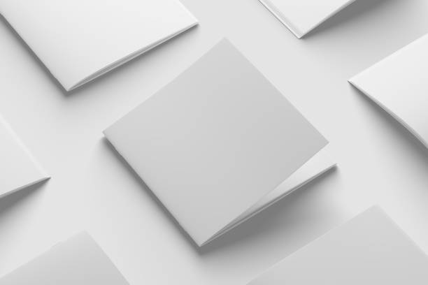 istock Square Brochure Magazine 3D Rendering White Blank Mockup 1426636959