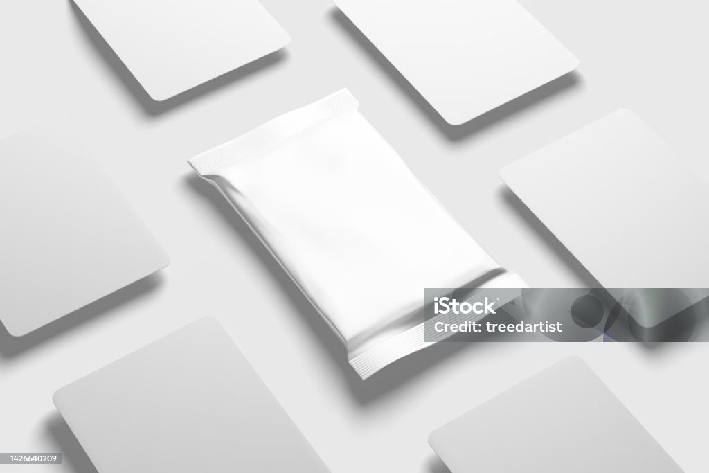 Trading Card Packaging 3D Rendering White Blank Mockup Trading Card Packaging 3D Rendering White Blank Mockup For Design Presentation Trading Cards Stock Photo