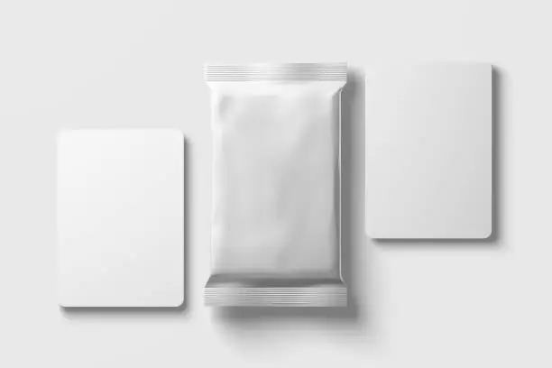 Trading Card Packaging 3D Rendering White Blank Mockup For Design Presentation