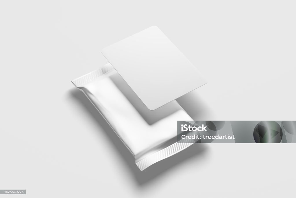 Trading Card Packaging 3D Rendering White Blank Mockup Trading Card Packaging 3D Rendering White Blank Mockup For Design Presentation Template Stock Photo