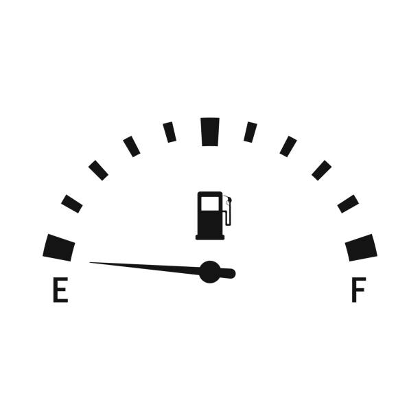 wskaźnik paliwa w zbiorniku - gas gauge full empty stock illustrations