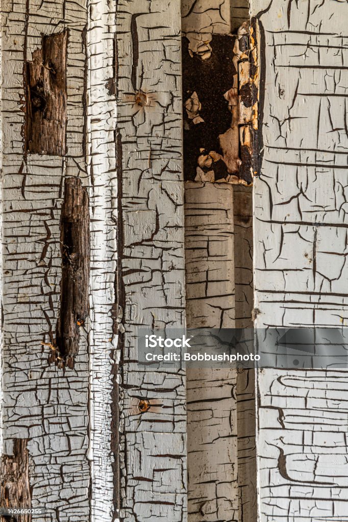 Old hinge and window sill with peeling paint Abstract Stock Photo