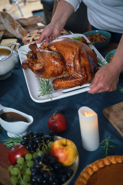 istock Stuffed Turkey for Thanksgiving Holidays with Pumpkin, Peas, Pecan, Berry Pie, Cheese Variations and Other Ingredient 1426650937