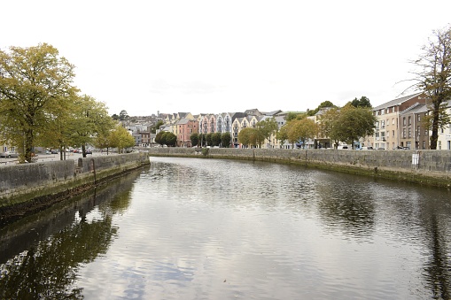 cork, ireland - September 22, 2022 : historic waterway canal in the city