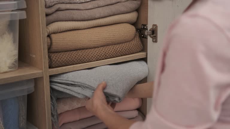 Home textile in cupboard