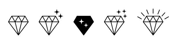 векторная иконка бриллианта. хрустальный знак, бриллиантовый символ. - crystal bright diamond gem stock illustrations