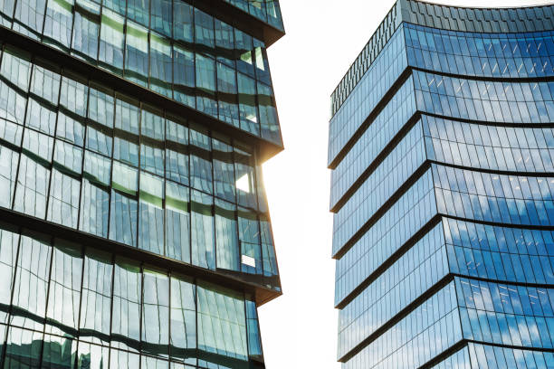 istock Modern glass office buildings with sky at background 1426661698