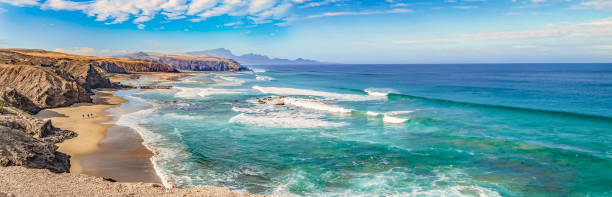 Atlantic dream bay on the west coast of Fuerteventura Playa del Viejo Rey / Spain stock photo