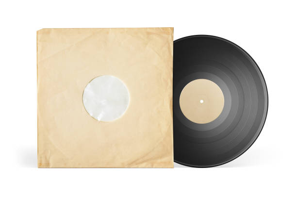 istock Paper sleeve and vinyl LP record isolated on white. 1426669299