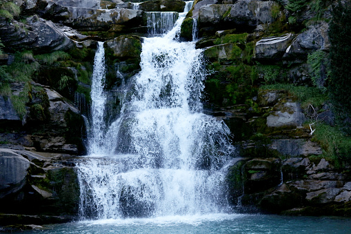 Waterfall cascade with running water