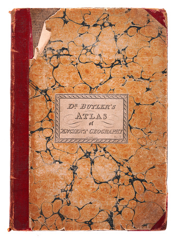 Antique book cover, Atlas of Ancient Geography, 19th Century