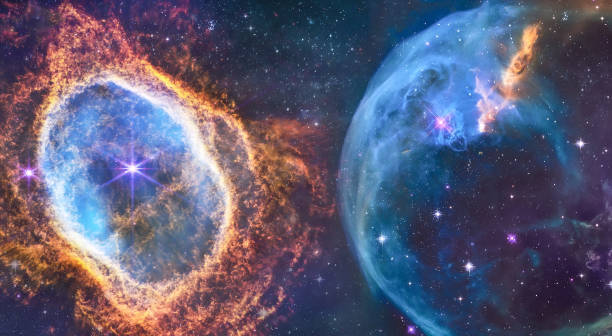Galaxy and Nebula in deep space. Bright space with stars. Sky in Universe. Southern Ring Nebula. Mixed Media. Elements of this image furnished by NASA Galaxy and Nebula in deep space. Bright space with stars. Sky in Universe. Southern Ring Nebula. Mixed Media. Elements of this image furnished by NASA (url: https://www.nasa.gov/sites/default/files/styles/full_width_feature/public/thumbnails/image/main_image_stellar_death_s_ring_miri_nircam_sidebyside-5mb.jpg) hubble space telescope photos stock pictures, royalty-free photos & images