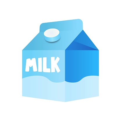 Realistic milk boxes isolated.