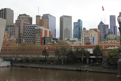 Melbourne with skyscrapers and Flinder street station