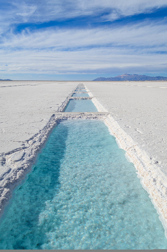 Salt Evaporation Pools at Salinas Grandes in Jujuy, Argentina.