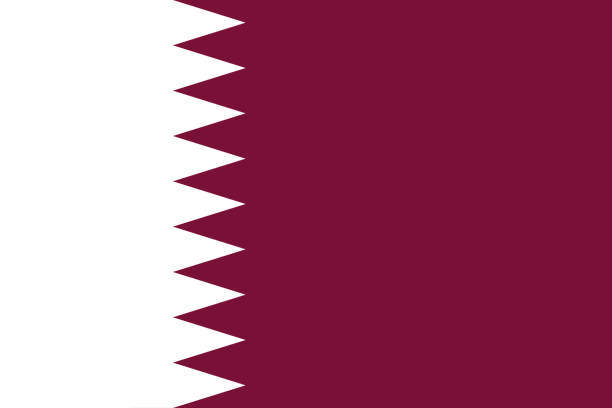 illustration of the flag of the state of qatar in a rectangular shape illustration of the flag of the state of qatar in a rectangular shape, its distinctive design of a vertical stripe of nine teeth, the white part representing peace and the maroon the blood in wars qatar emir stock illustrations
