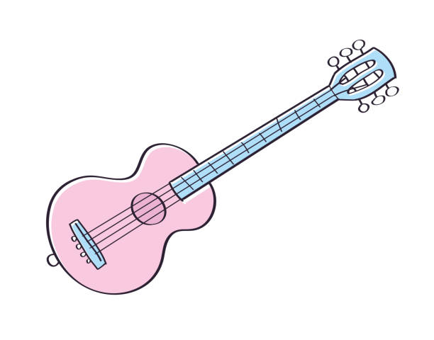 ilustrações, clipart, desenhos animados e ícones de violão clássico rosa - isolated jam