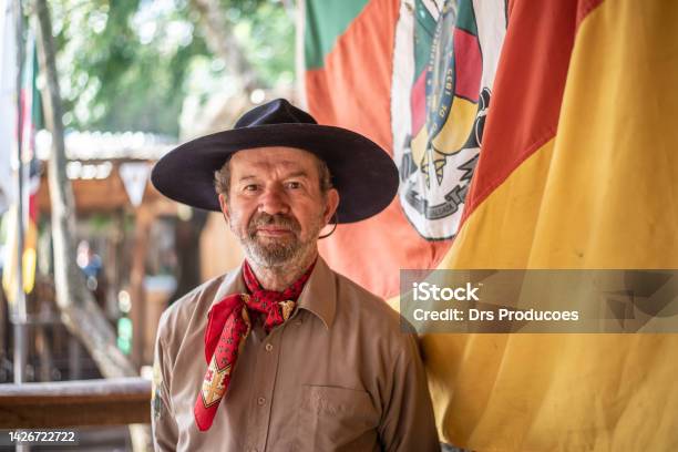 Portrait Of A Gaucho At The Farroupilha Camp Stock Photo - Download Image Now - 65-69 Years, Active Seniors, Adult